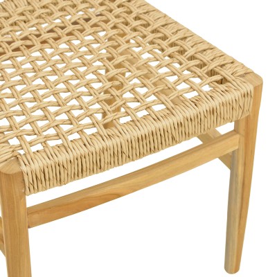 Καρέκλα Tuga pakoworld σκελετός teak ξύλο-pe σχοινί σε φυσική απόχρωση 50x58x86εκ