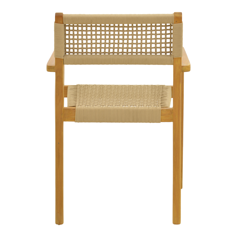 Πολυθρόνα Lengan pakoworld σκελετός teak ξύλο σε φυσική απόχρωση-μπεζ σχοινί 54x52x80εκ