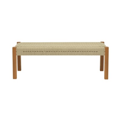 Παγκάκι Uma pakoworld teak ξύλο και pe σχοινί σε φυσική απόχρωση 120x45x40εκ