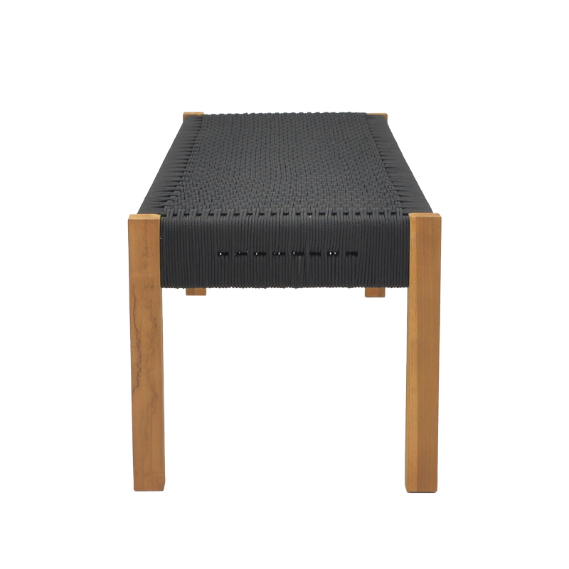 Παγκάκι Uma pakoworld teak ξύλο και pe σχοινί σε μαύρη απόχρωση 120x45x40εκ