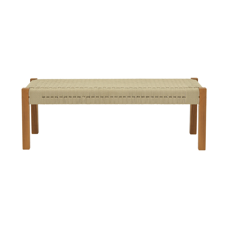 Παγκάκι Uma pakoworld teak ξύλο και pe σχοινί σε φυσική απόχρωση 150x45x40εκ