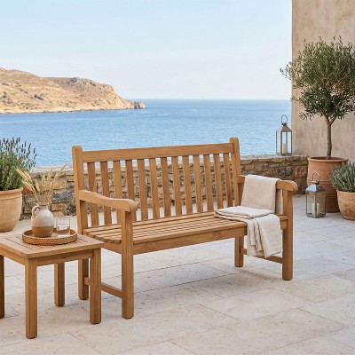 Καναπές Nat pakoworld teak ξύλο σε φυσική απόχρωση 120x57x96εκ