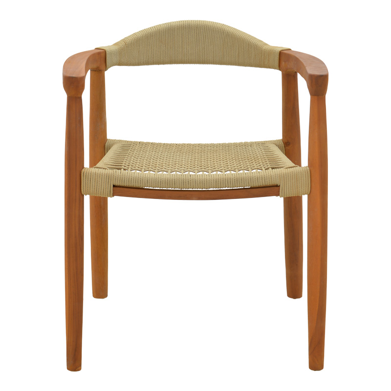 Πολυθρόνα Ganny pakoworld teak ξύλο και pe σχοινί σε φυσική απόχρωση 61x58x71εκ