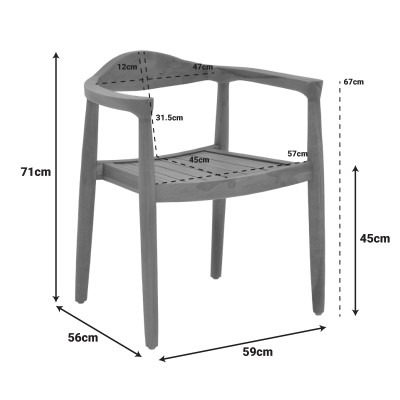 Πολυθρόνα Ganny pakoworld teak ξύλο σε φυσική απόχρωση 59x56x71εκ