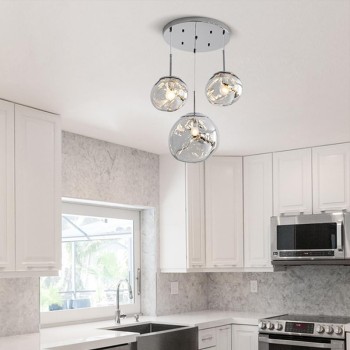 Φωτιστικό οροφής Dolcie pakoworld μέταλλο ασημί Φ20x100εκ