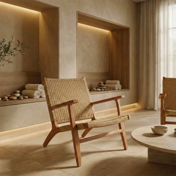 Πολυθρόνα Crosy pakoworld teak ξύλο σε φυσική απόχρωση 71x81x75εκ