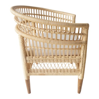Πολυθρόνα Necorian paakoworld teak ξύλο με pe rattan σε φυσική απόχρωση και λευκό μαξιλάρι 80x70x87εκ