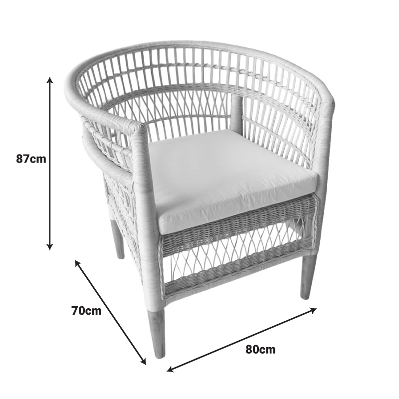 Πολυθρόνα Necorian paakoworld teak ξύλο με pe rattan σε φυσική απόχρωση και λευκό μαξιλάρι 80x70x87εκ