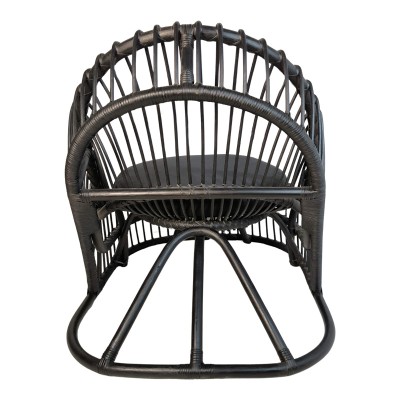 Πολυθρόνα Tromso paakoworld pe rattan σε μαύρη απόχρωση με μαύρο μαξιλάρι 80x85x98εκ