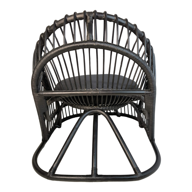 Πολυθρόνα Tromso paakoworld pe rattan σε μαύρη απόχρωση με μαύρο μαξιλάρι 80x85x98εκ