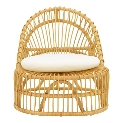 Πολυθρόνα Tromso pakoworld pe rattan σε φυσική απόχρωση με εκρού χρώμα μαξιλάρι 80x85x98εκ