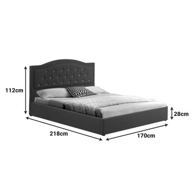 Κρεβάτι διπλό με αποθηκευτικό χώρο Majore pakoworld ανθρακί ύφασμα 160x200εκ