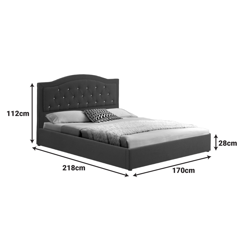 Κρεβάτι διπλό με αποθηκευτικό χώρο Majore pakoworld ανθρακί ύφασμα 160x200εκ