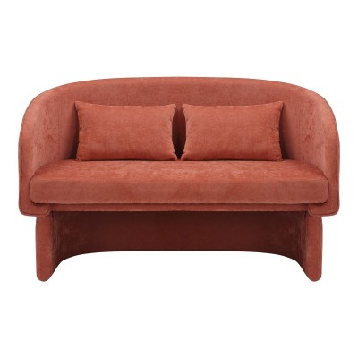 Καναπές διθέσιος Playmob pakoworld ύφασμα σε κεραμιδί απόχρωση 128x65x79εκ