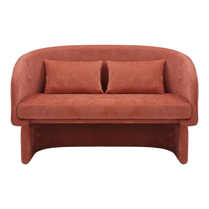 Καναπές διθέσιος Playmob pakoworld ύφασμα σε κεραμιδί απόχρωση 128x65x79εκ