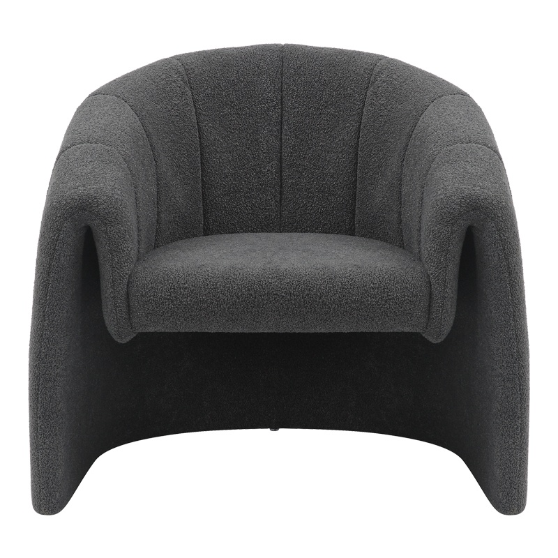 Πολυθρόνα Fassy pakoworld μπουκλέ ύφασμα σε ανθρακί απόχρωση 80x66x80εκ