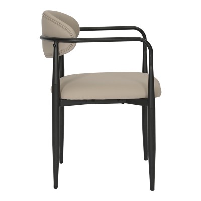 Πολυθρόνα Kalone pakoworld pu σε γκρι-μπεζ απόχρωση 56x55x78εκ | 2 τμχ