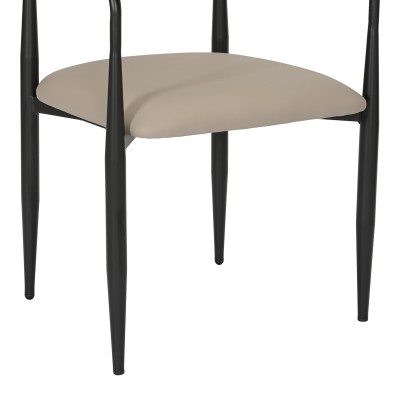 Πολυθρόνα Kalone pakoworld pu σε γκρι-μπεζ απόχρωση 56x55x78εκ | 2 τμχ