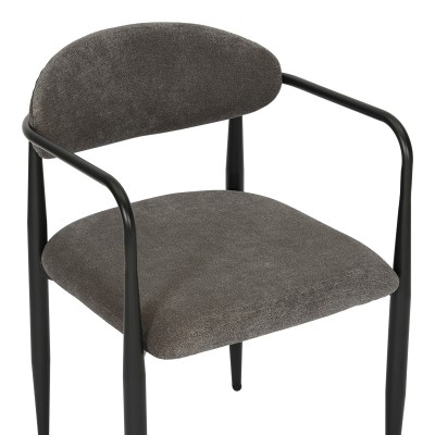 Πολυθρόνα Kalone pakoworld ύφασμα σε ανθρακί απόχρωση 56x55x78εκ | 2 τμχ