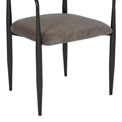 Πολυθρόνα Kalone pakoworld ύφασμα σε ανθρακί απόχρωση 56x55x78εκ | 2 τμχ