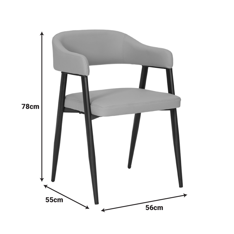 Πολυθρόνα Sezan pakoworld pu σε μαύρη απόχρωση 56x55x78εκ | 2 τμχ
