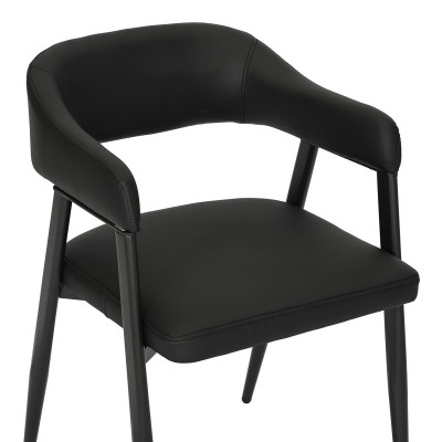 Πολυθρόνα Sezan pakoworld pu σε μαύρη απόχρωση 56x55x78εκ | 2 τμχ