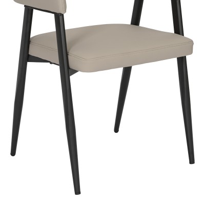 Πολυθρόνα Sezan pakoworld pu σε γκρι-μπεζ απόχρωση 56x55x78εκ | 2 τμχ