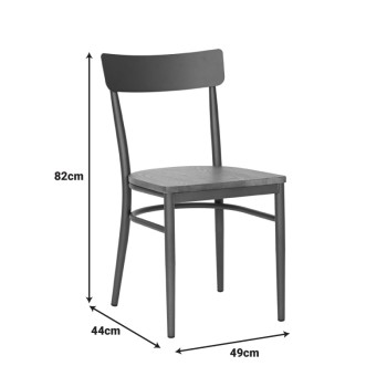 Καρέκλα Zerca pakoworld σκελετός καφέ μέταλλο με rubberwood σε φυσική απόχρωση 49x44x82εκ | 2 τμχ