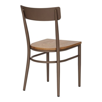 Καρέκλα Zerca pakoworld σκελετός καφέ μέταλλο με rubberwood σε φυσική απόχρωση 49x44x82εκ | 2 τμχ