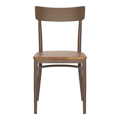 Καρέκλα Zerca pakoworld σκελετός καφέ μέταλλο με rubberwood σε φυσική απόχρωση 49x44x82εκ | 2 τμχ