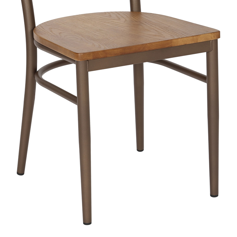 Καρέκλα Zerca pakoworld σκελετός καφέ μέταλλο με rubberwood σε φυσική απόχρωση 49x44x82εκ | 2 τμχ