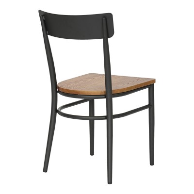 Καρέκλα Zerca pakoworld σκελετός ανθρακί μέταλλο με rubberwood σε φυσική απόχρωση 49x44x82εκ | 2 τμχ