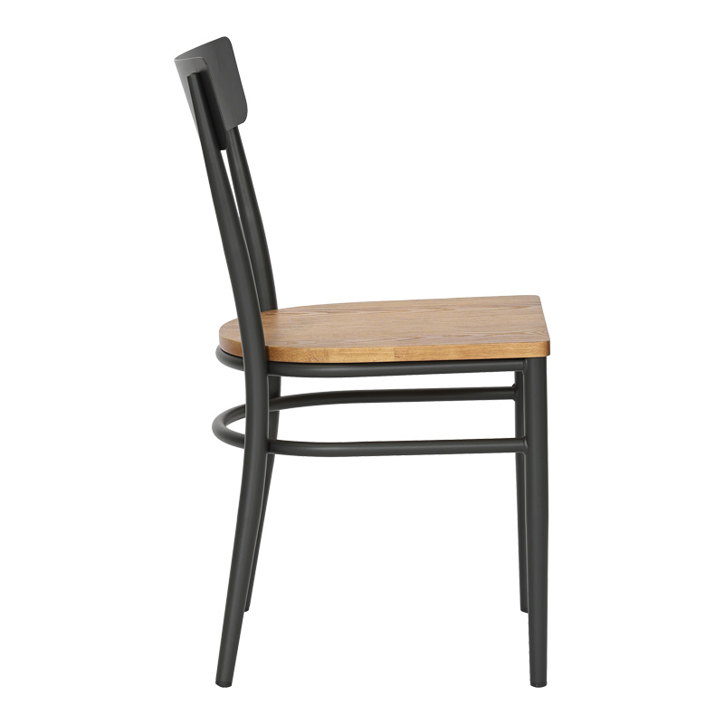 Καρέκλα Zerca pakoworld σκελετός ανθρακί μέταλλο με rubberwood σε φυσική απόχρωση 49x44x82εκ | 2 τμχ