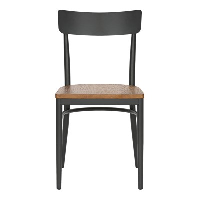 Καρέκλα Zerca pakoworld σκελετός ανθρακί μέταλλο με rubberwood σε φυσική απόχρωση 49x44x82εκ | 2 τμχ