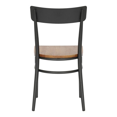 Καρέκλα Zerca pakoworld σκελετός ανθρακί μέταλλο με rubberwood σε φυσική απόχρωση 49x44x82εκ | 2 τμχ