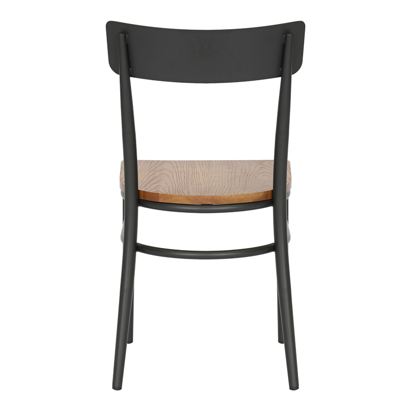 Καρέκλα Zerca pakoworld σκελετός ανθρακί μέταλλο με rubberwood σε φυσική απόχρωση 49x44x82εκ | 2 τμχ