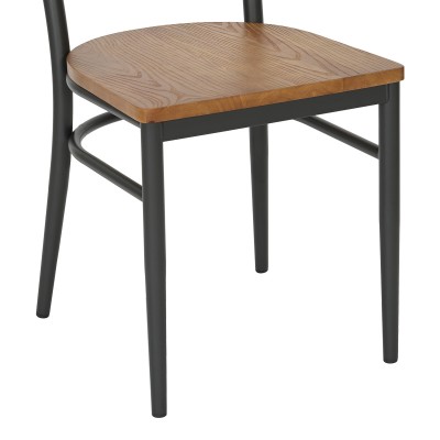 Καρέκλα Zerca pakoworld σκελετός ανθρακί μέταλλο με rubberwood σε φυσική απόχρωση 49x44x82εκ | 2 τμχ