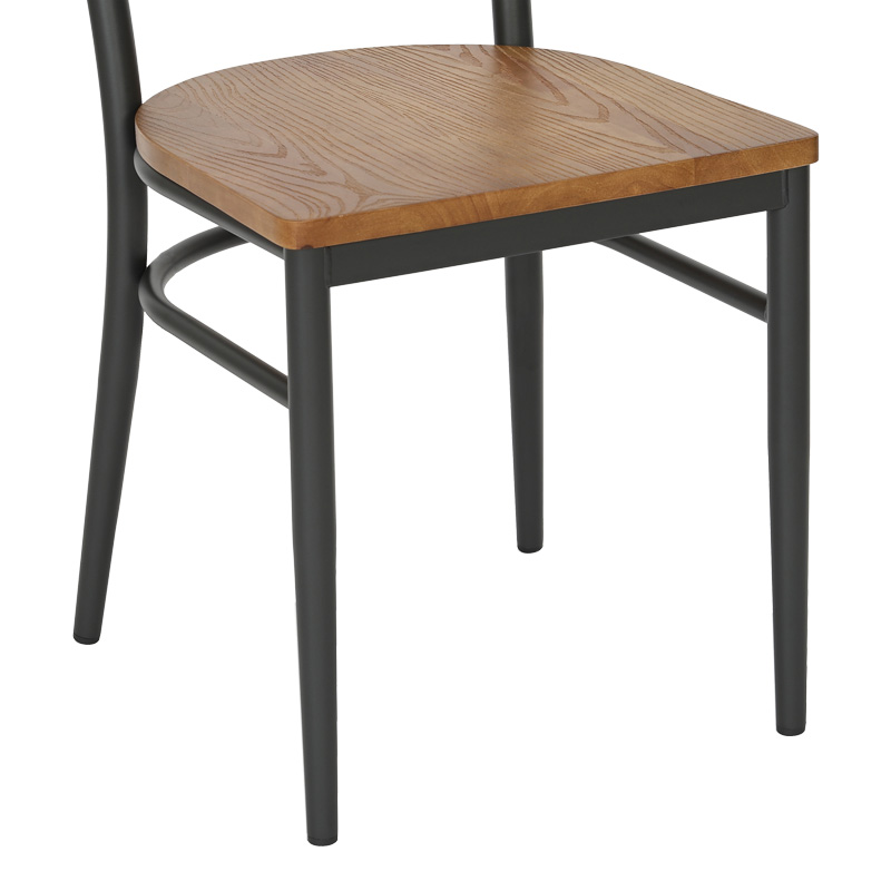 Καρέκλα Zerca pakoworld σκελετός ανθρακί μέταλλο με rubberwood σε φυσική απόχρωση 49x44x82εκ | 2 τμχ