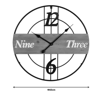Ρολόι τοίχου Tabla Inart μέταλλο σε μαύρη απόχρωση 60x3x60εκ