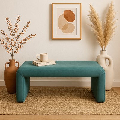 Σκαμπό Gagga Inart βελούδο σε πράσινη απόχρωση 110x40x45εκ