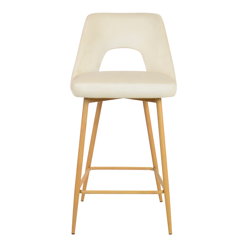 Σκαμπό μπαρ Murde pakoworld μπεζ βελούδο και μεταλλικά πόδια σε φυσική απόχρωση 47x52x96εκ | 2 τμχ