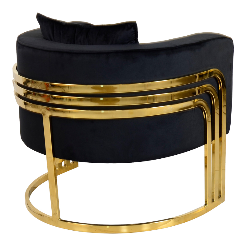 Πολυθρόνα Roblu pakoworld χρυσό μέταλλο και βελούδο σε μαύρη απόχρωση 72x77.4x70εκ