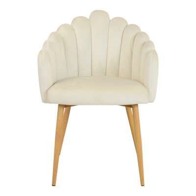 Πολυθρόνα Briella pakoworld εκρού βελούδο και μεταλλικά πόδια σε φυσική απόχρωση 60x56x84εκ