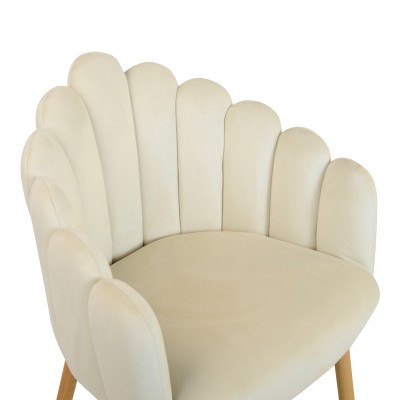 Πολυθρόνα Briella pakoworld εκρού βελούδο και μεταλλικά πόδια σε φυσική απόχρωση 60x56x84εκ