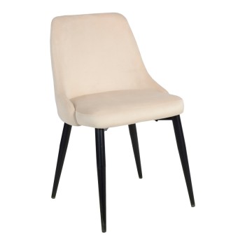 Καρέκλα Zedna pakoworld μπεζ βελούδο με μαύρα μεταλλικά πόδια 51x58x84εκ