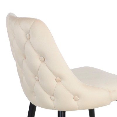 Καρέκλα Zedna pakoworld μπεζ βελούδο με μαύρα μεταλλικά πόδια 51x58x84εκ