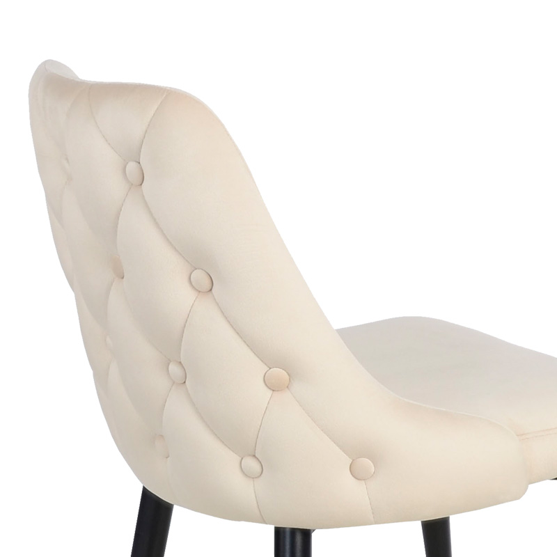 Καρέκλα Zedna pakoworld μπεζ βελούδο με μαύρα μεταλλικά πόδια 51x58x84εκ