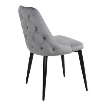 Καρέκλα Zedna pakoworld γκρι βελούδο με μαύρα μεταλλικά πόδια 51x58x84εκ