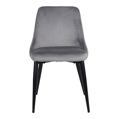 Καρέκλα Zedna pakoworld γκρι βελούδο με μαύρα μεταλλικά πόδια 51x58x84εκ