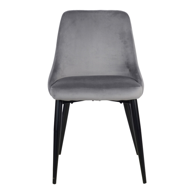 Καρέκλα Zedna pakoworld γκρι βελούδο με μαύρα μεταλλικά πόδια 51x58x84εκ